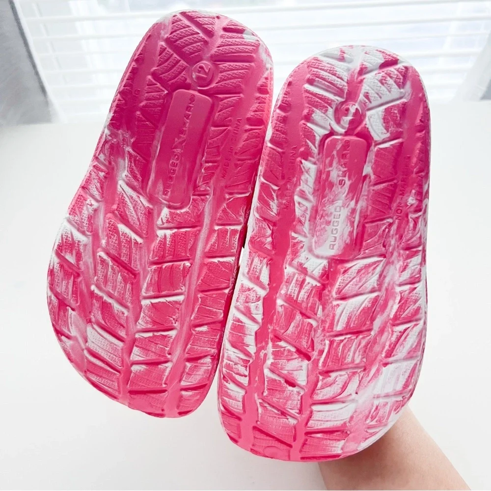 Rugged Shark Toddler Girls Lined Clogs - Pink White, Size 12